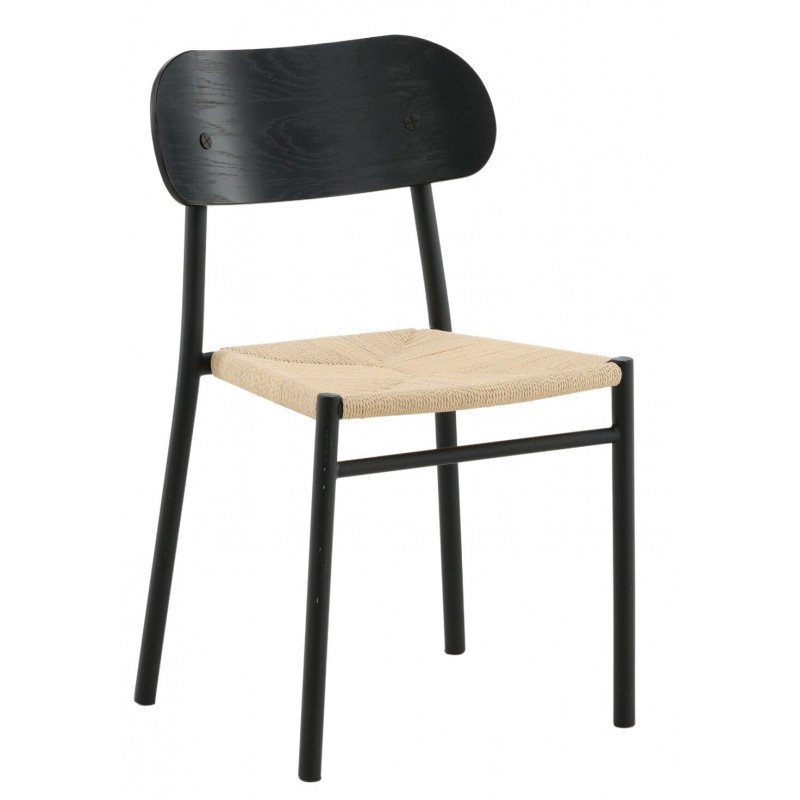 Polly Spisebordsstol - Sort og Natur billede