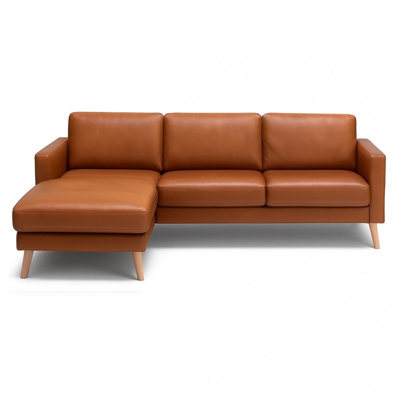 Hjort Knudsen Hvidovre chaiselong lædersofa Venstrevendt