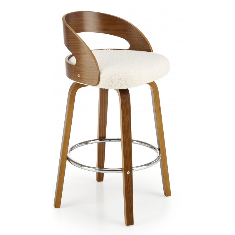 H110 Barstol, Creme / Valnød