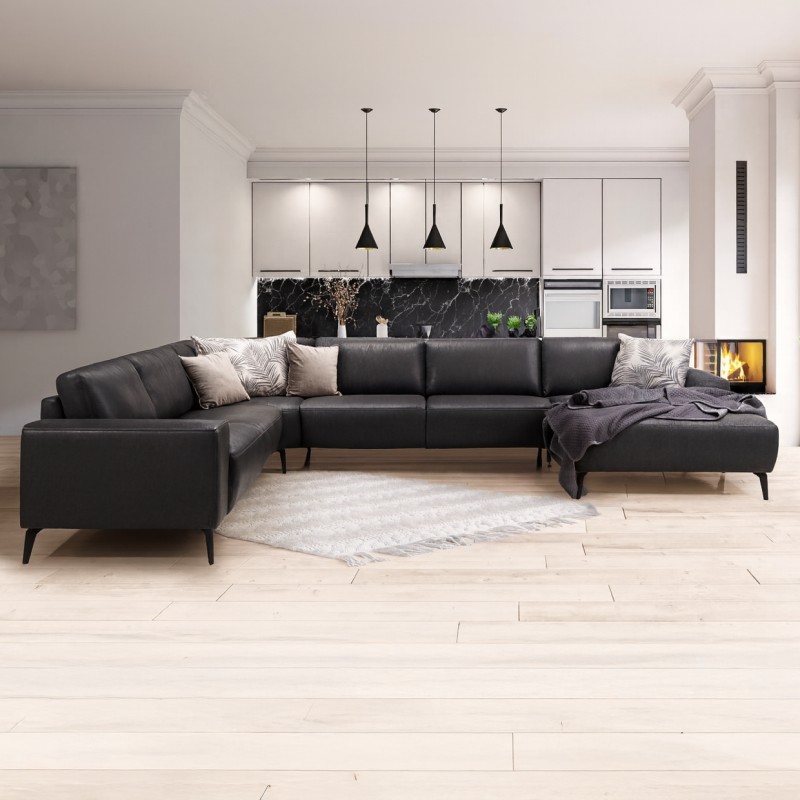 Hjort Knudsen Copenhagen læder hjørnesofa med chaiselong Højrevendt