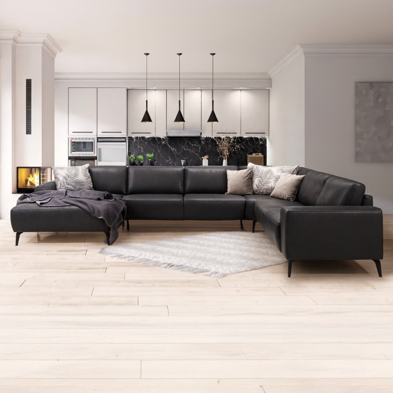 Hjort Knudsen Copenhagen læder hjørnesofa med chaiselong venstrevendt