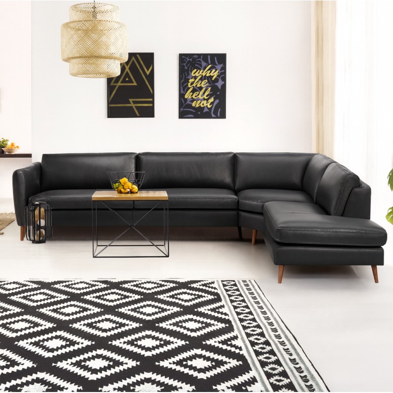 Hjort knudsen Randers hjørnesofa med open end højrevendt læder