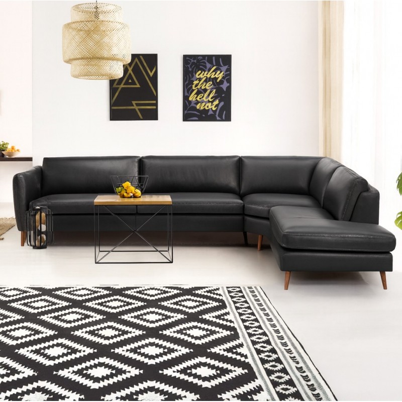 Hjort knudsen Randers hjørnesofa med open end højrevendt læder