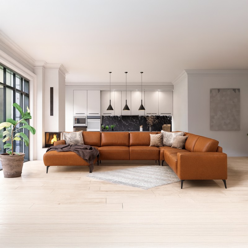 Hjort Knudsen Copenhagen læder hjørnesofa med chaiselong venstrevendt