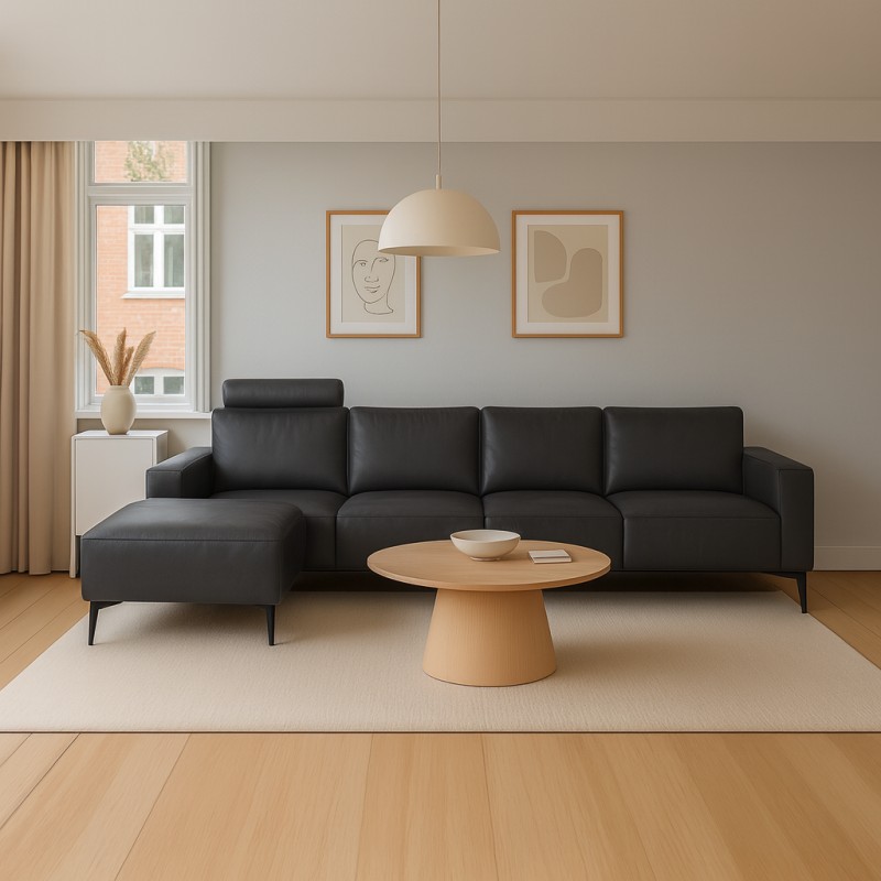 Hjort Knudsen Copenhagen læder chaiselongsofa venstrevendt