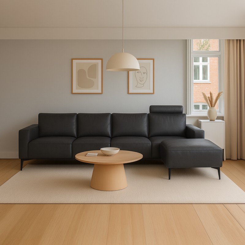 Hjort Knudsen Copenhagen læder chaiselongsofa højrevendt