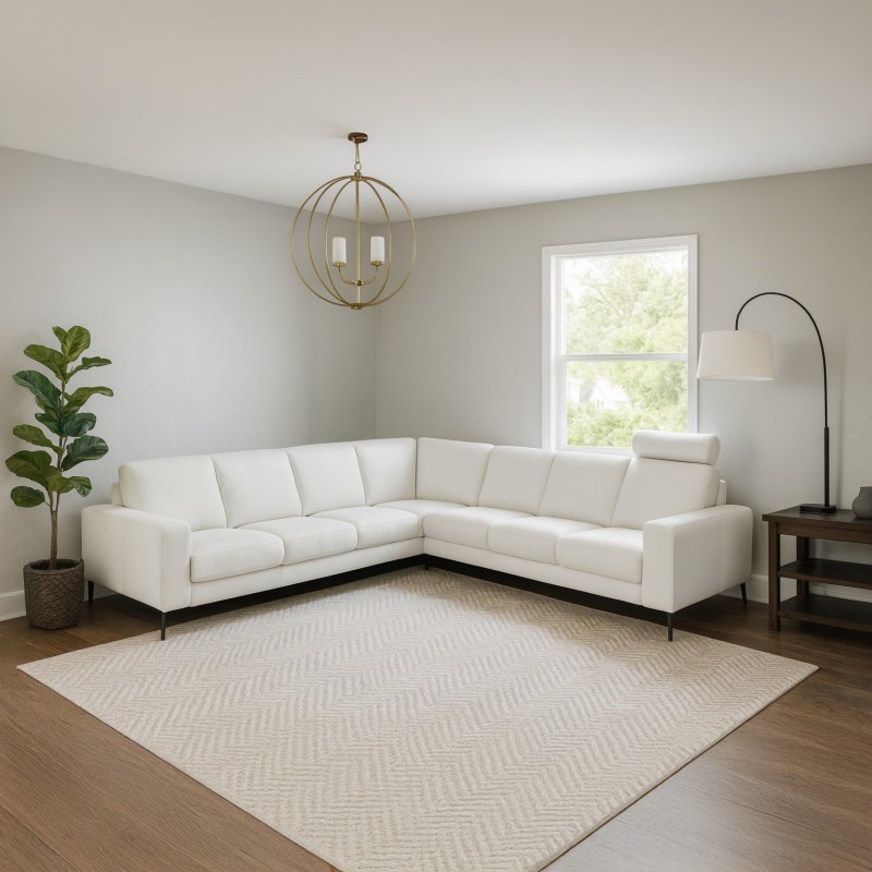 Hjort Knudsen Hadsten Hvid Læder hjørnesofa