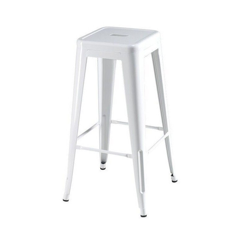 Korona barstol i hvidmalet lakeret stål billede