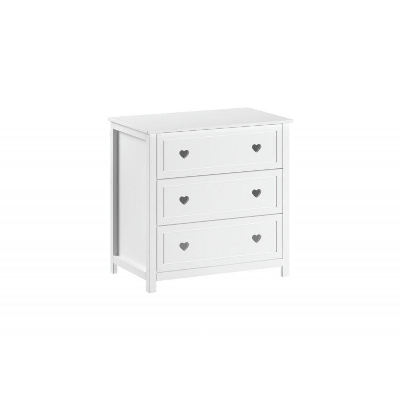 Kommode med 3 skuffer – Amori, hvid billede
