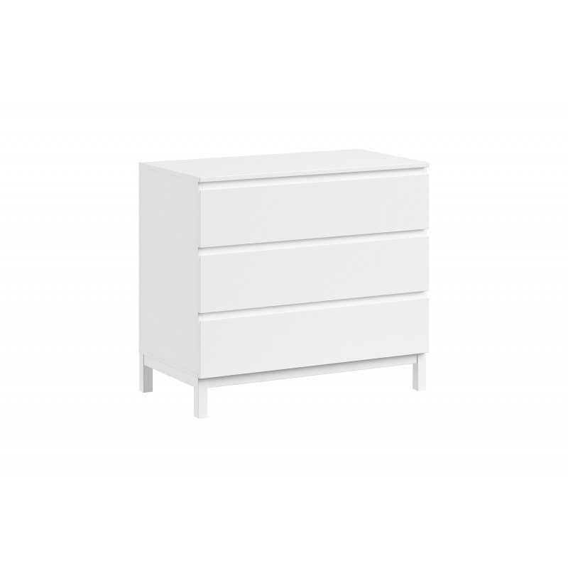 Kommode med 3 skuffer – Eva, hvid (90 × 200 cm) billede