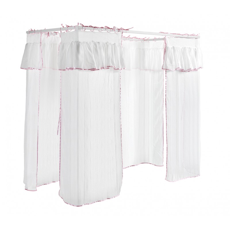 Himmelset til seng – Amori tekstil, lyserød kant billede