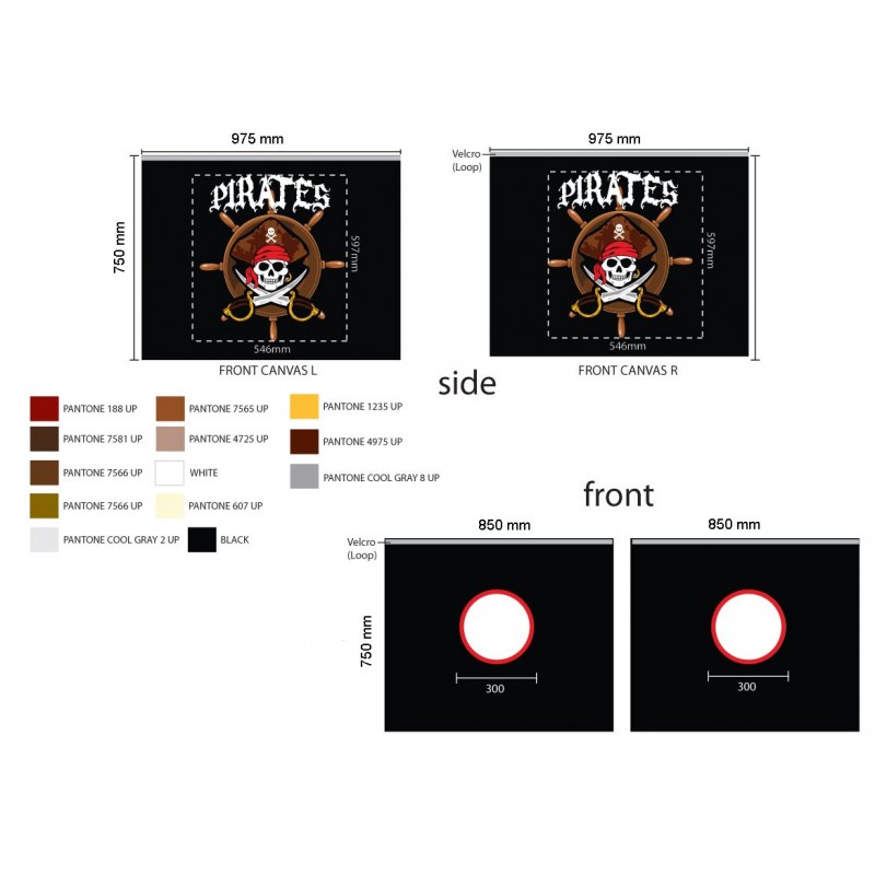 Sengetunnel/forhæng til mellemhøj seng – Pirat, sort billede