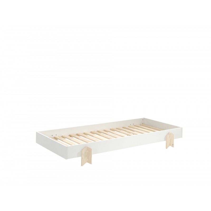 Enkeltseng 90 x 200 cm – Modulo, hvid stabelbar med pileben billede