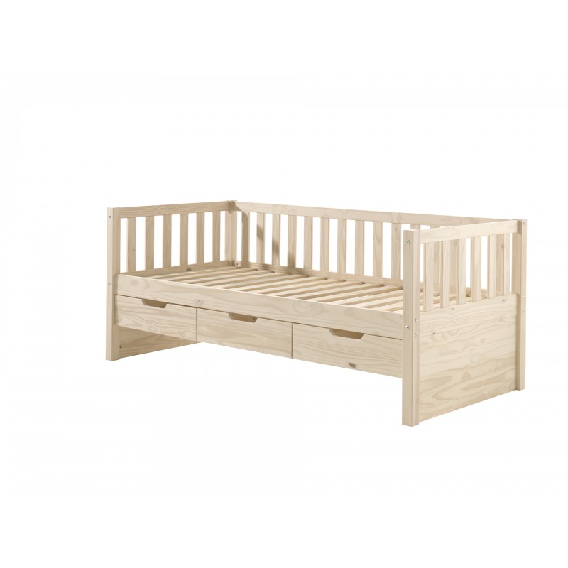 Seng med opbevaring 90 x 200 cm – Fritz, natur fyr billede