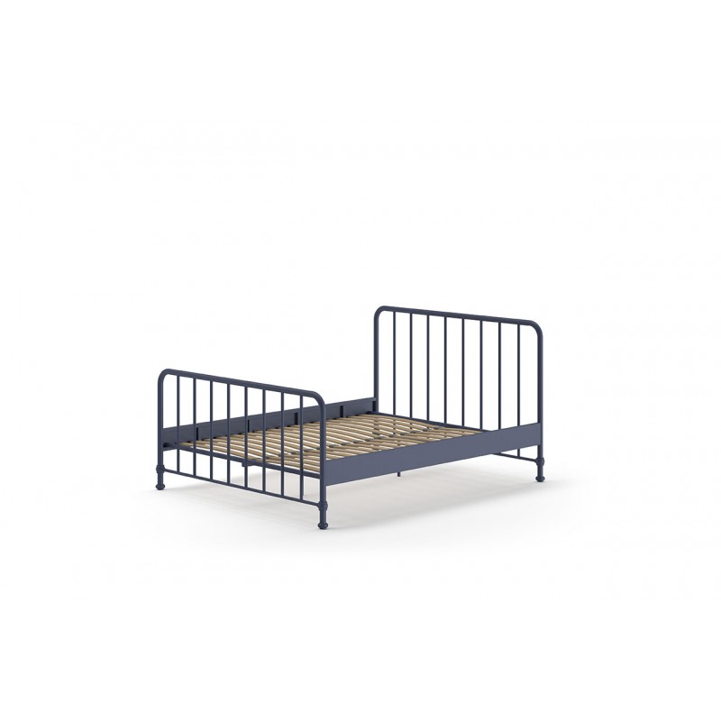 Dobbeltseng metal 160 x 200 – Bronxx, denimblå billede