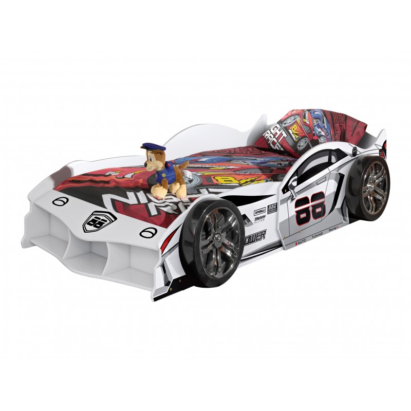 Børneseng bil 90 x 200 cm - hvid CARBEDS