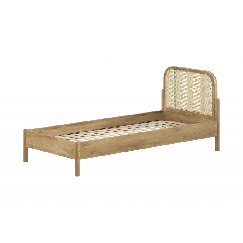 Enkeltseng i eg med rattan – Olive 90 x 200 cm billede