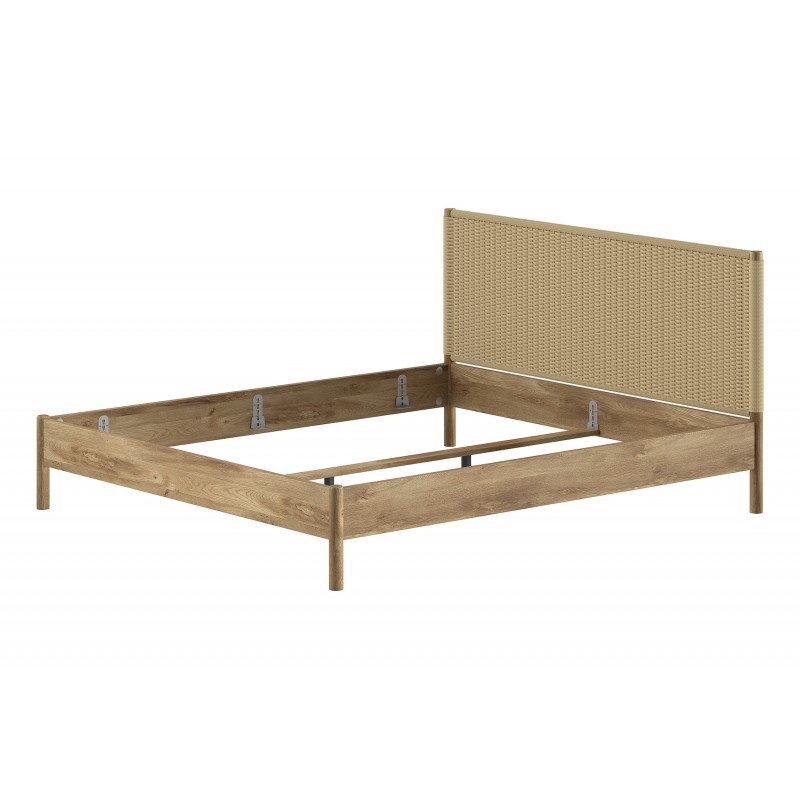 Sengeramme 180 x 200 cm i eg - Olive med flet-gavl