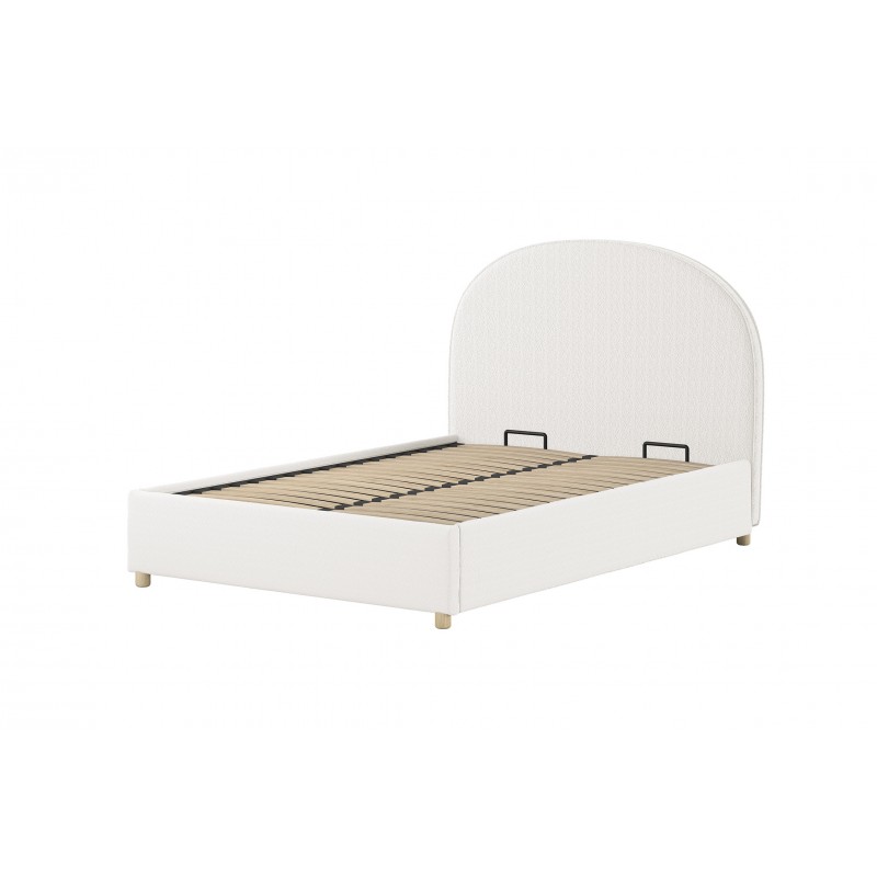 Kontinentalseng med opbevaring Moon 140 x 200 cm – hvid bouclé billede