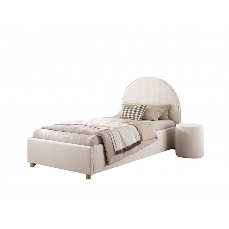 Seng med opbevaring 90 × 200 cm - Moon, hvid bouclé