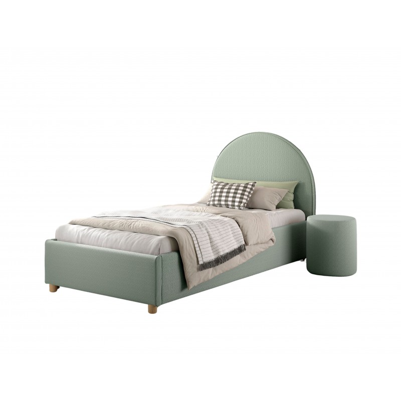 Seng med opbevaring 90 x 200 – Moon, grøn bouclé billede