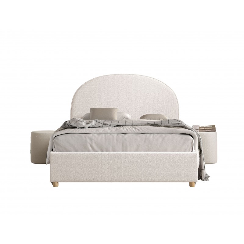 Seng med opbevaring 140 x 200 – Moon, hvid bouclé billede