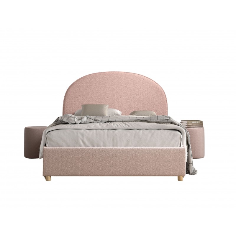 Seng med opbevaring 140 x 200 – Moon, lyserød bouclé billede