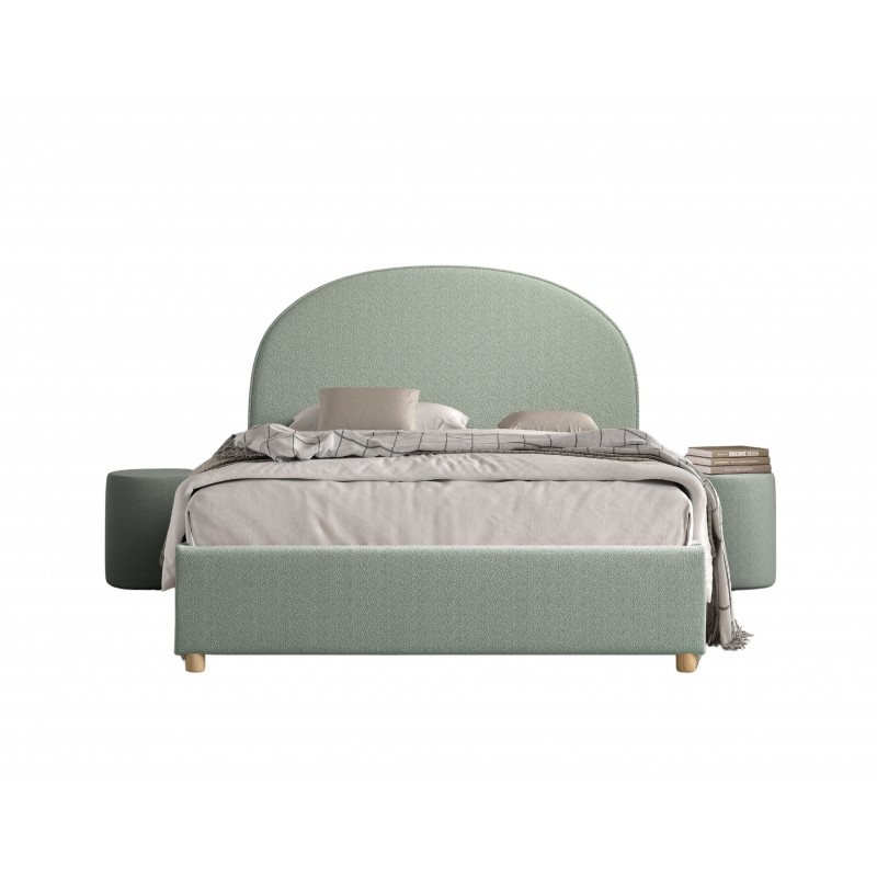 Seng med opbevaring 140 x 200 – Moon, grøn bouclé billede