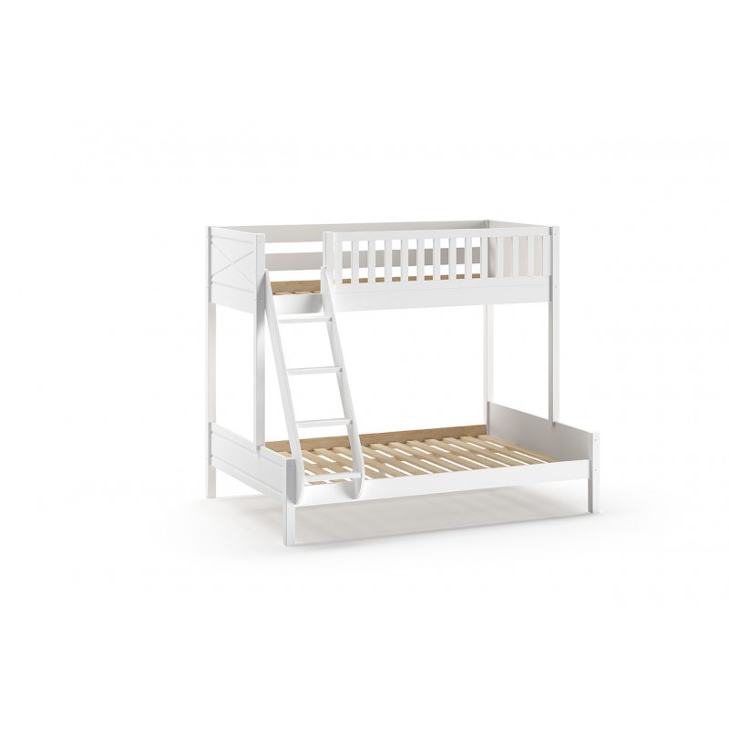 Køjeseng Scott familieseng 140x200 + 90x200 – hvid billede