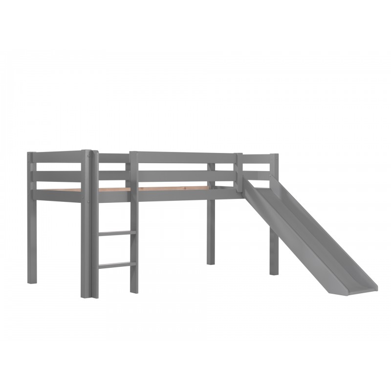 Loftseng med rutsjebane – Pino halvhøj 90 x 200 cm, grå billede