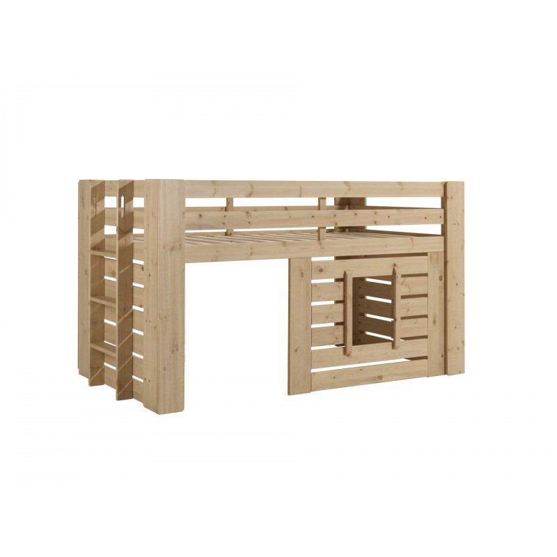 Loftseng til børn Oliver halvhøj 90 x 200 cm - egfarvet