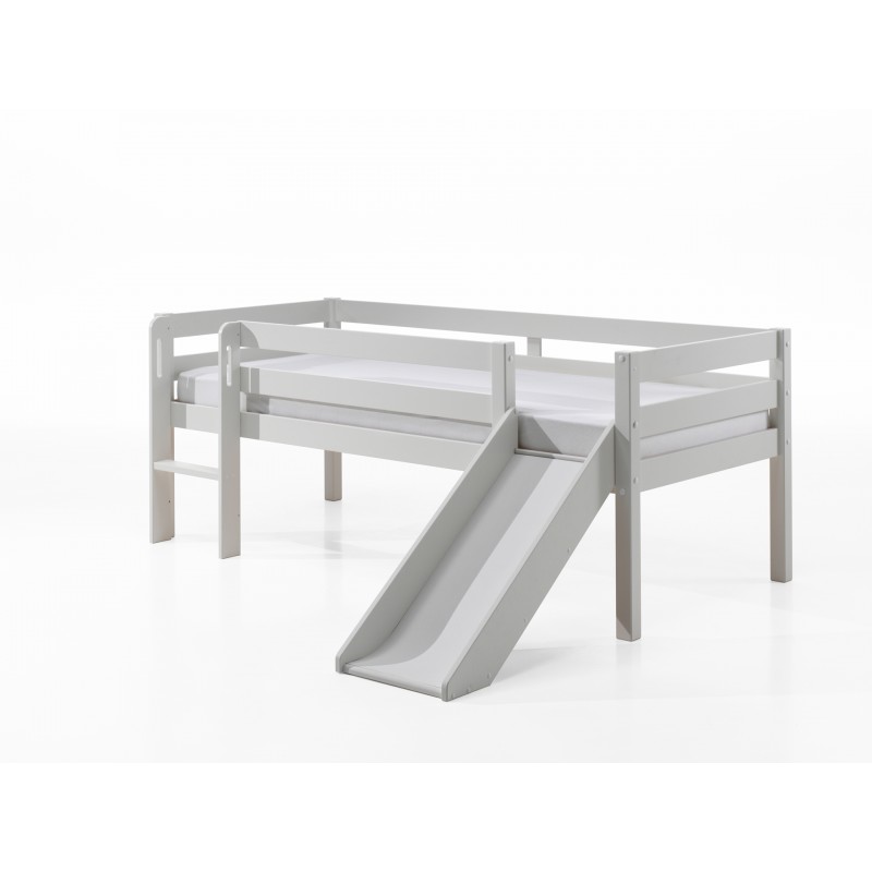 Halvhøj seng med rutsjebane 90 x 200 cm – Pino, hvid billede