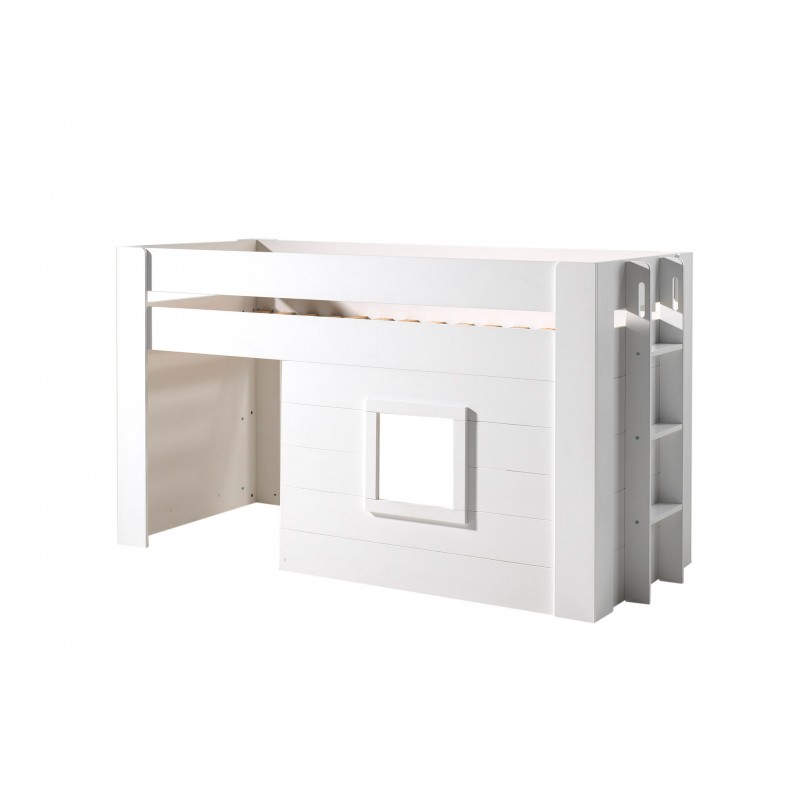 Halvhøj seng til børn 90 x 200 - Noah, hvid