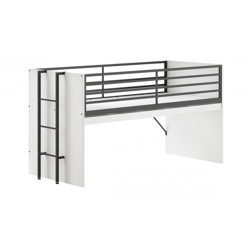 Loftseng til børn 90x200 – Sam halvhøj seng, hvid/sort billede