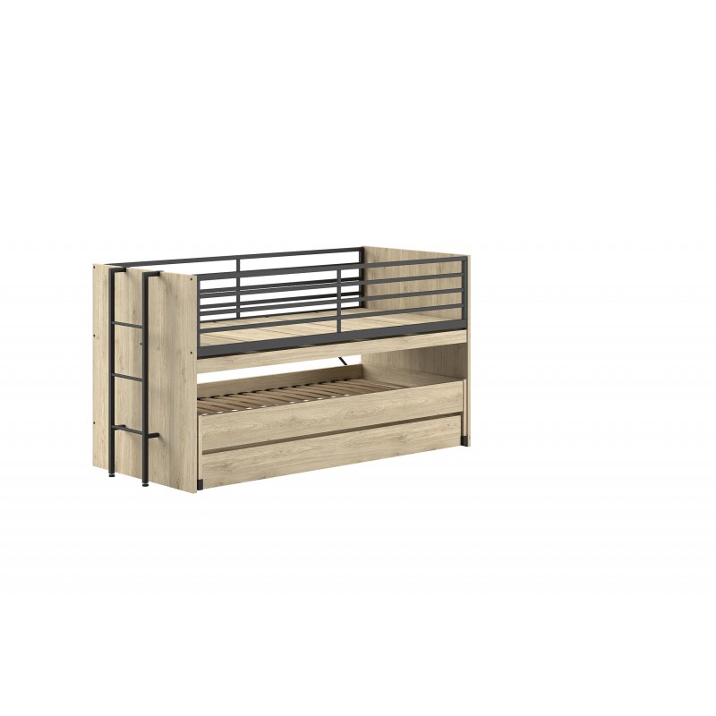 Halvhøj seng 90 x 200 – Sam i eg med udtræksskrivebord billede