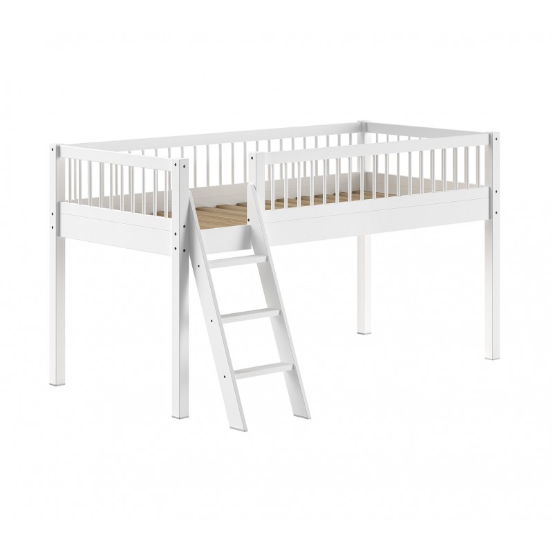 Halvhøj seng 90 x 200 cm – Forrest Beech, hvid billede