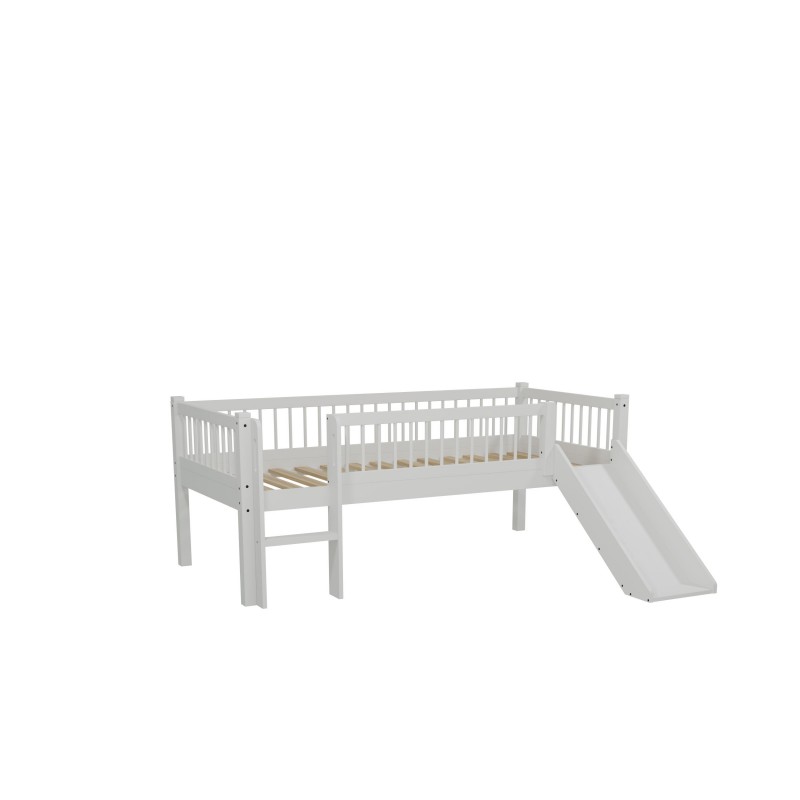 Halvhøj seng med rutsjebane 90 x 200 – Forrest Beech, hvid billede