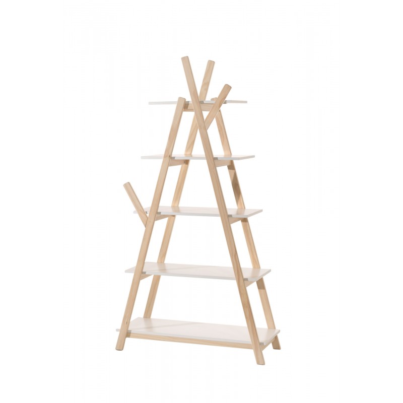 Bogreol til børn - Kiddy, hvid tipi-reol i fyr og MDF