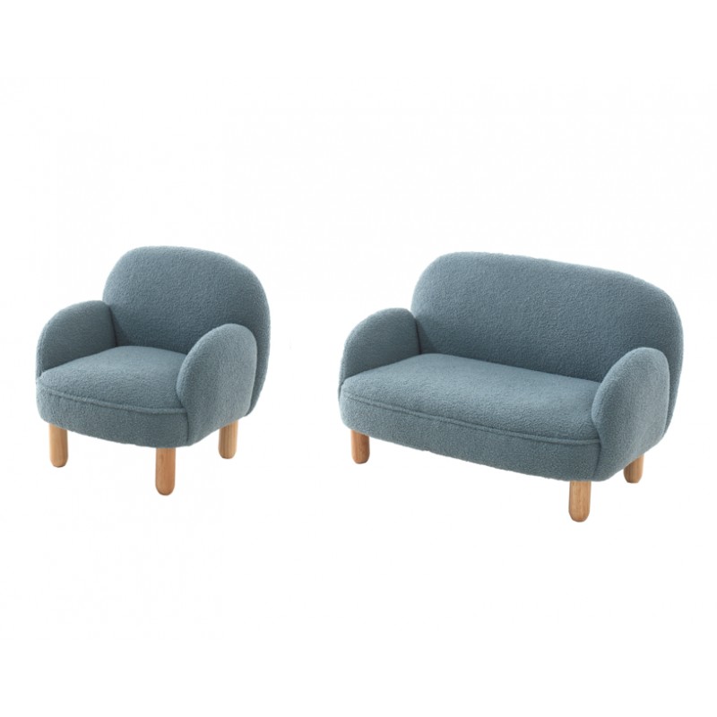 Rocky Børne Sofasæt – Blå boucle stof billede