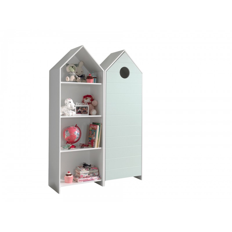 Børneskab sæt med åbent skab og mintgrøn dør - Casami, flerfarvet