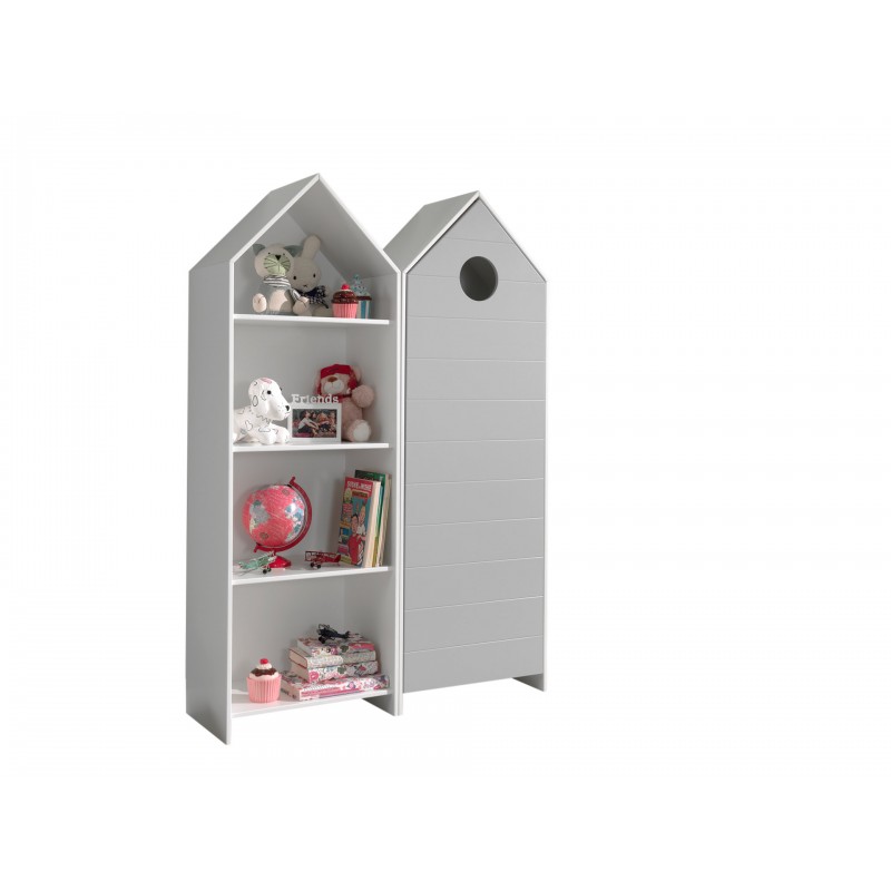 Børneskab sæt med hytter – Casami, hvid/grå billede