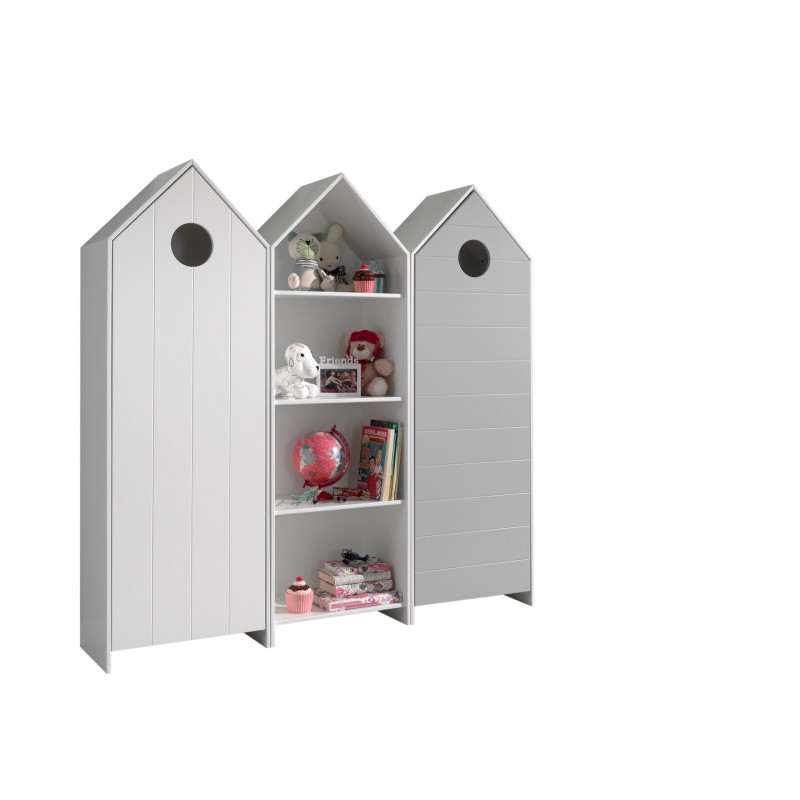 Børneskab sæt – Casami strandhytte, hvid/grå, 3 dele billede