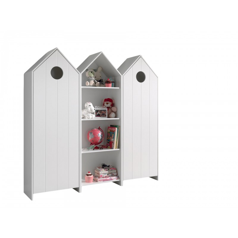 Børneskabssæt med reol - Casami, flerfarvet/ hvid