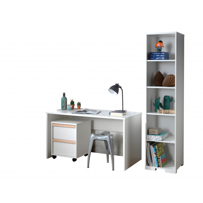 Børneskrivebord med reol - London sæt, hvid