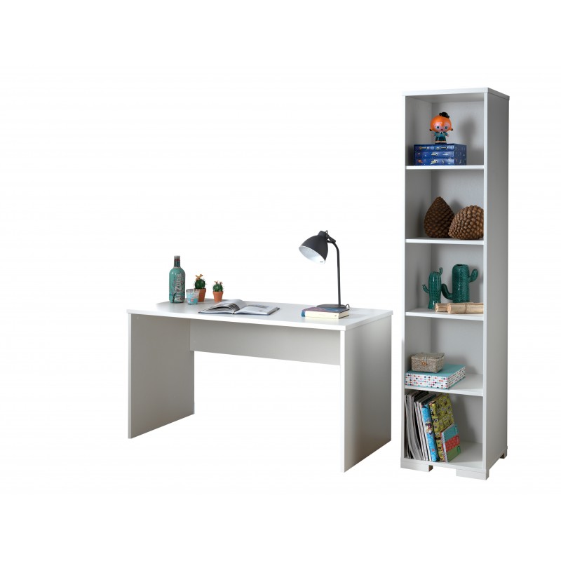 Børneskrivebord med reol – London sæt, hvid billede