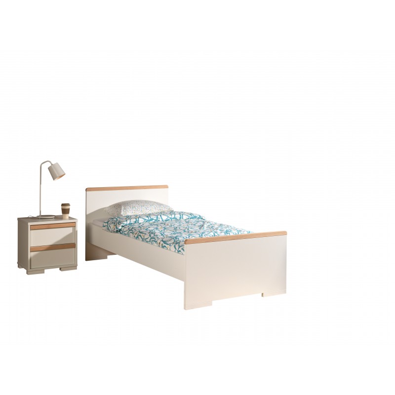 Børneseng med natbord 90 x 200 - London sæt, hvid