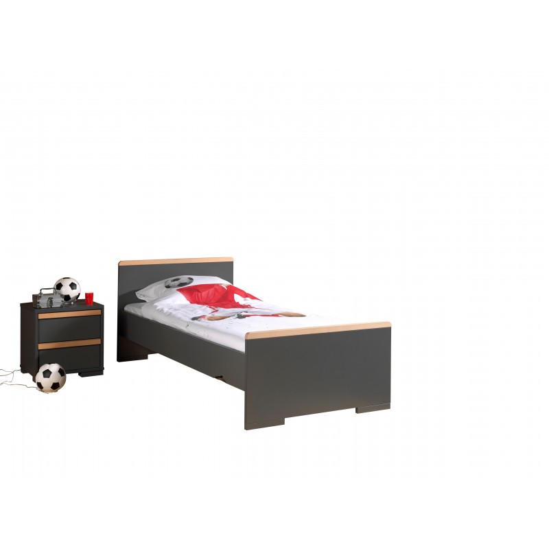 Børneseng med natbord 90 x 200 – London sæt, antracit billede