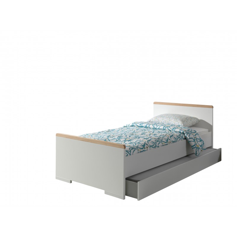 Enkeltseng med udtræksskuffe London sæt 90x200/90x190 – hvid billede