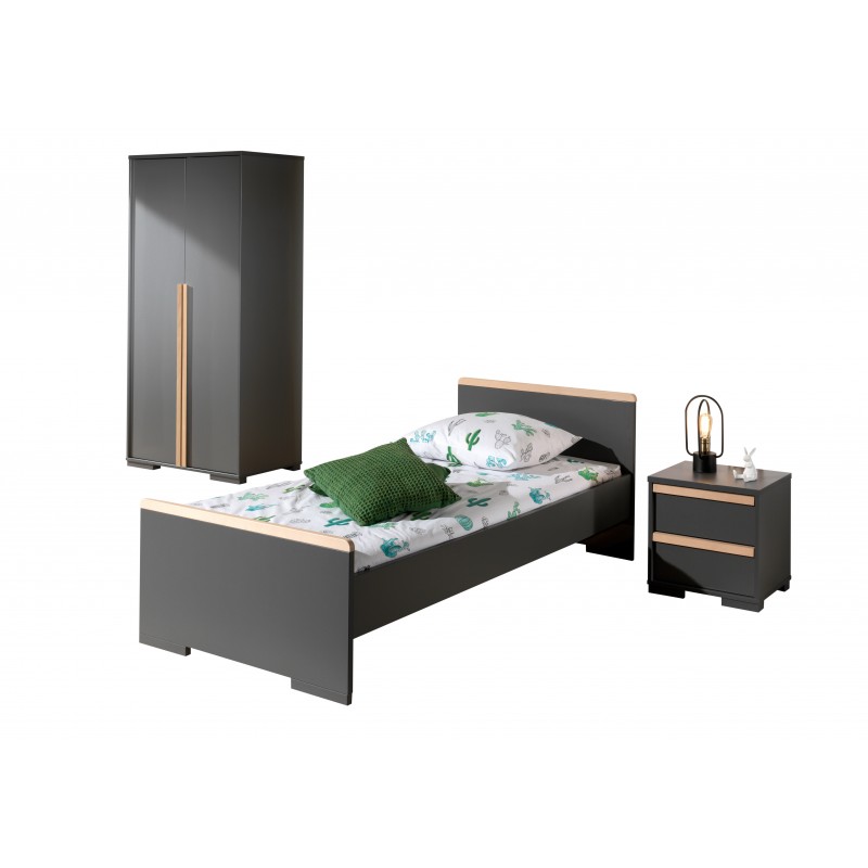 Børneværelsessæt London 90 x 200 cm – antracit billede