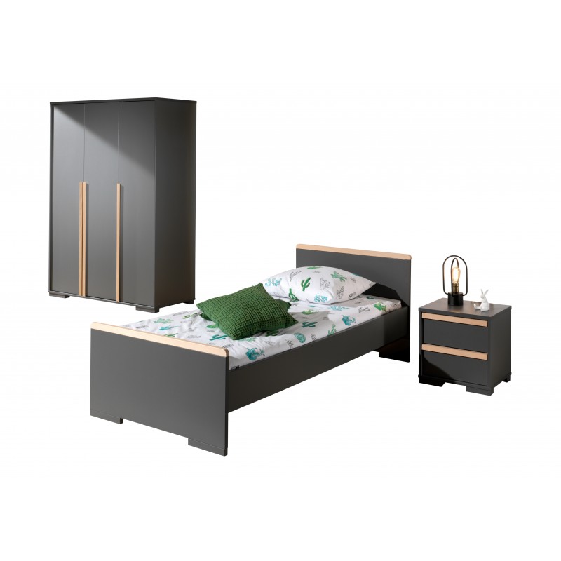 Børneværelsessæt London 90 × 200 cm - Antracit